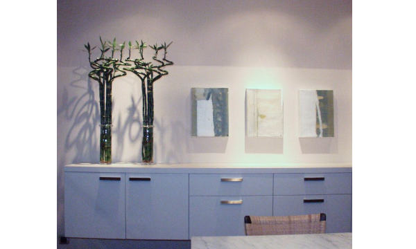 kunst, Ivan Popovic, drieluik, olie op doek, Turnhout, art work, dressoir, abstract, groen